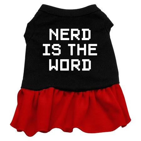 Nerd is the Word Screen Print Dress Black with Red XL (16)