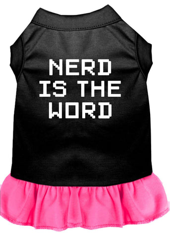 Nerd Is The Word Screen Print Dress Black With Bright Pink Xl (16)