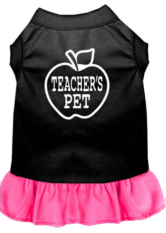 Teachers Pet Screen Print Dress Black With Bright Pink Lg (14)