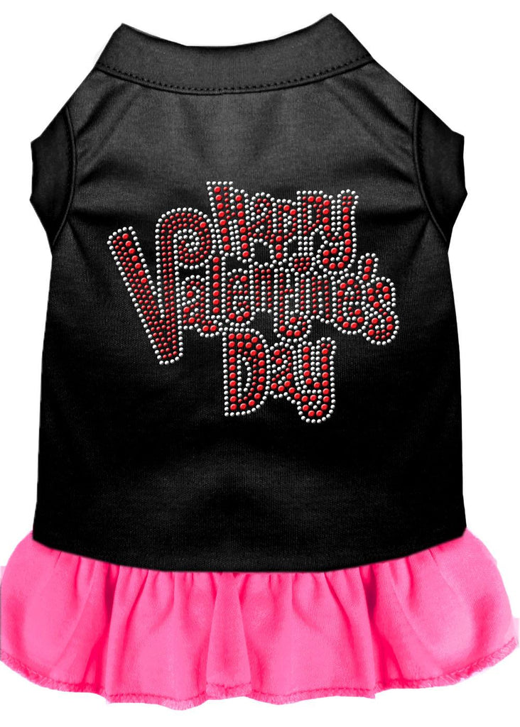 Happy Valentines Day Rhinestone Dress Black With Bright Pink Lg (14)