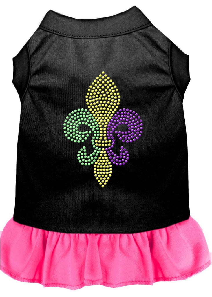 Mardi Gras Fleur De Lis Rhinestone Dress Black With Bright Pink Lg (14)