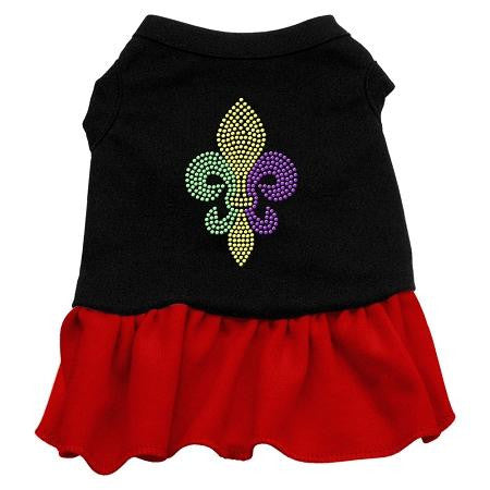 Mardi Gras Fleur De Lis Rhinestone Dress Black with Red Med (12)