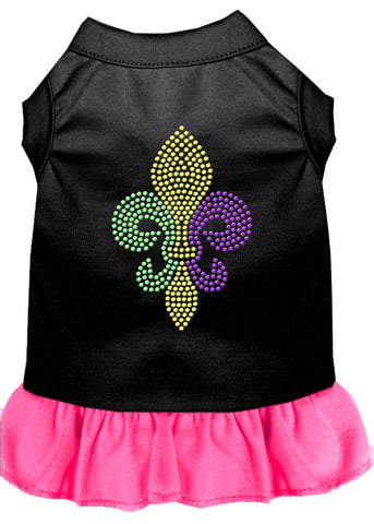 Mardi Gras Fleur De Lis Rhinestone Dress Black With Bright Pink Med (12)