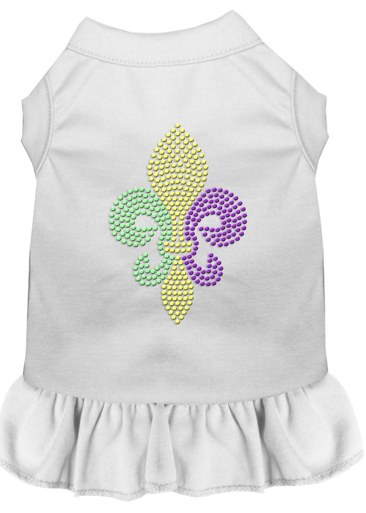 Mardi Gras Fleur De Lis Rhinestone Dress White Med (12)