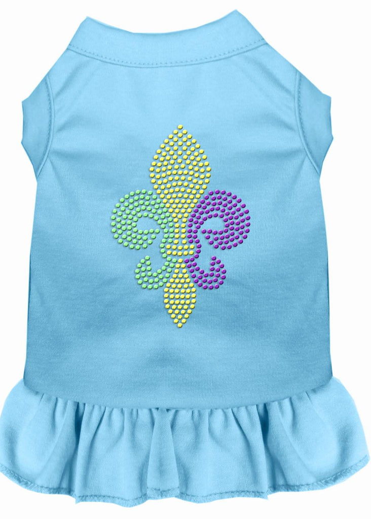 Mardi Gras Fleur De Lis Rhinestone Dress Baby Blue Sm (10)