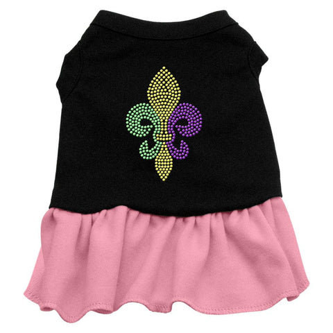 Mardi Gras Fleur De Lis Rhinestone Dress Black with Pink Sm (10)