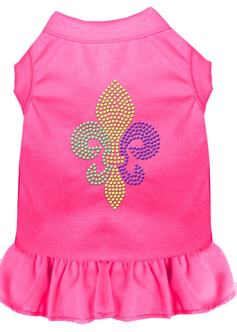 Mardi Gras Fleur De Lis Rhinestone Dress Bright Pink Xs (8)