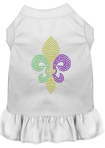 Mardi Gras Fleur De Lis Rhinestone Dress White Xs (8)