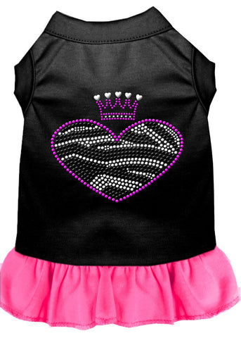 Zebra Heart Rhinestone Dress Black With Bright Pink Lg (14)