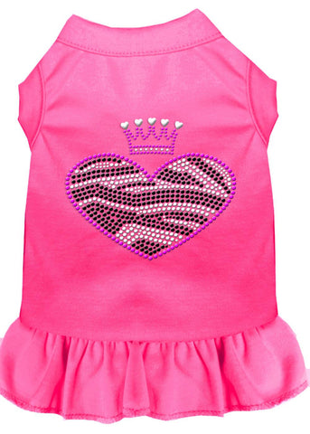 Zebra Heart Rhinestone Dress Bright Pink Lg (14)