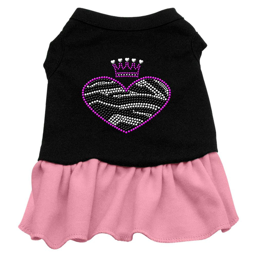 Zebra Heart Rhinestone Dress Black with Pink Sm (10)