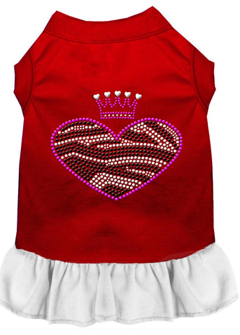 Zebra Heart Rhinestone Dress Red With White Sm (10)