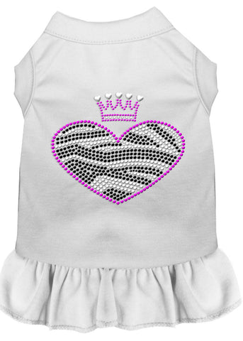 Zebra Heart Rhinestone Dress White Xs (8)