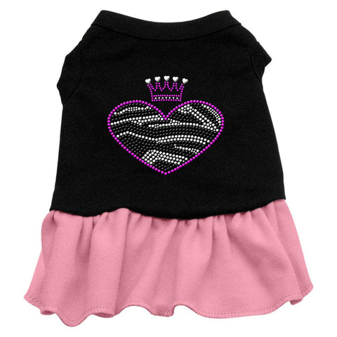 Zebra Heart Rhinestone Dress Black with Pink XXL (18)