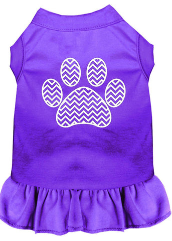 Chevron Paw Screen Print Dress Purple 4x (22)