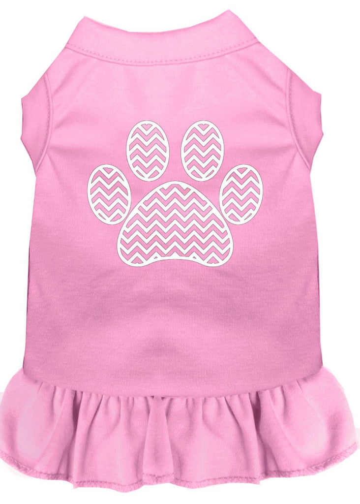 Chevron Paw Screen Print Dress Light Pink Lg (14)