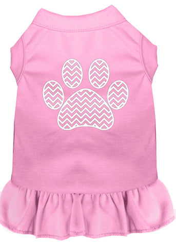 Chevron Paw Screen Print Dress Light Pink Lg (14)