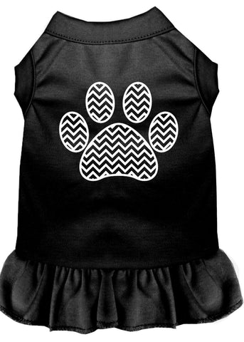 Chevron Paw Screen Print Dress Black Xs (8)