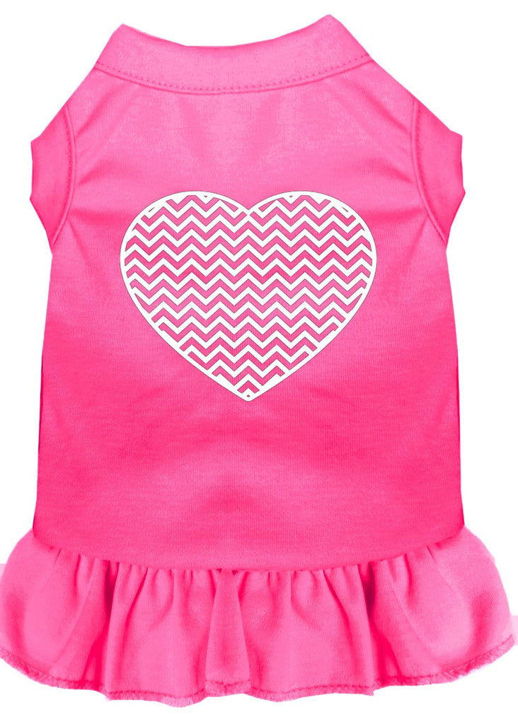 Chevron Heart Screen Print Dress Bright Pink 4x (22)