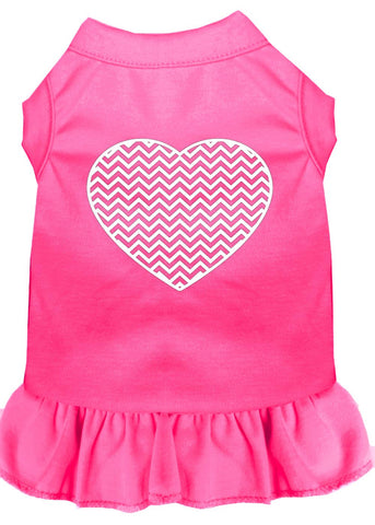 Chevron Heart Screen Print Dress Bright Pink Lg (14)