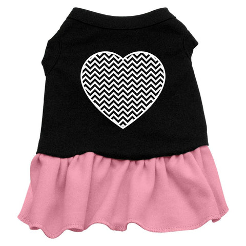 Chevron Heart Screen Print Dress Black with Pink Med (12)