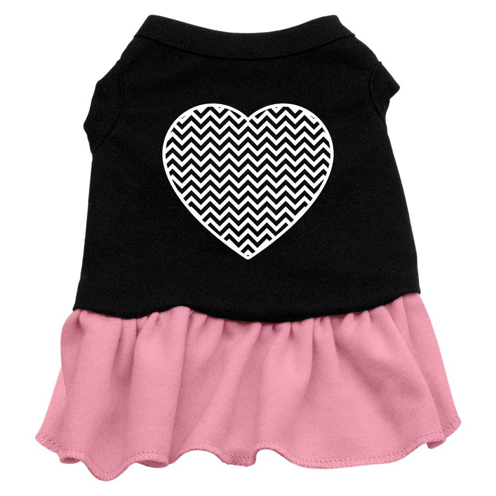 Chevron Heart Screen Print Dress Black with Pink Sm (10)