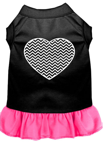 Chevron Heart Screen Print Dress Black With Bright Pink Xl (16)