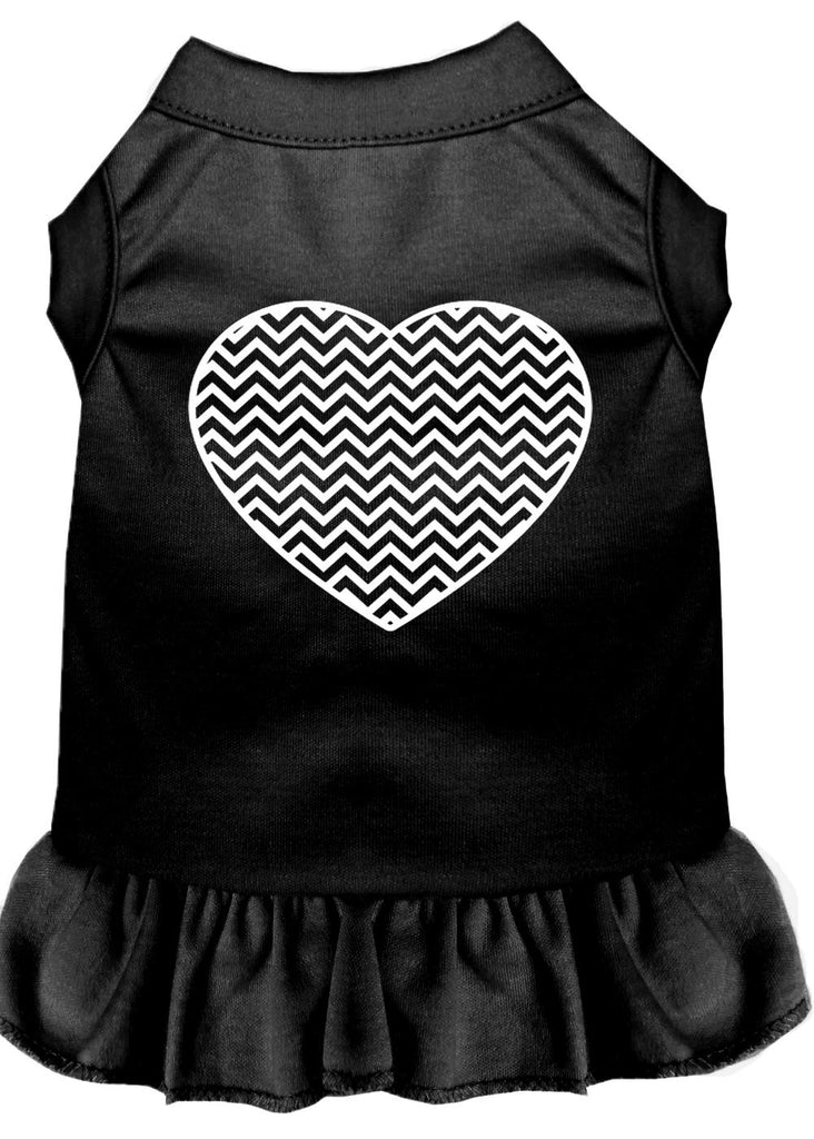 Chevron Heart Screen Print Dress Black Xs (8)