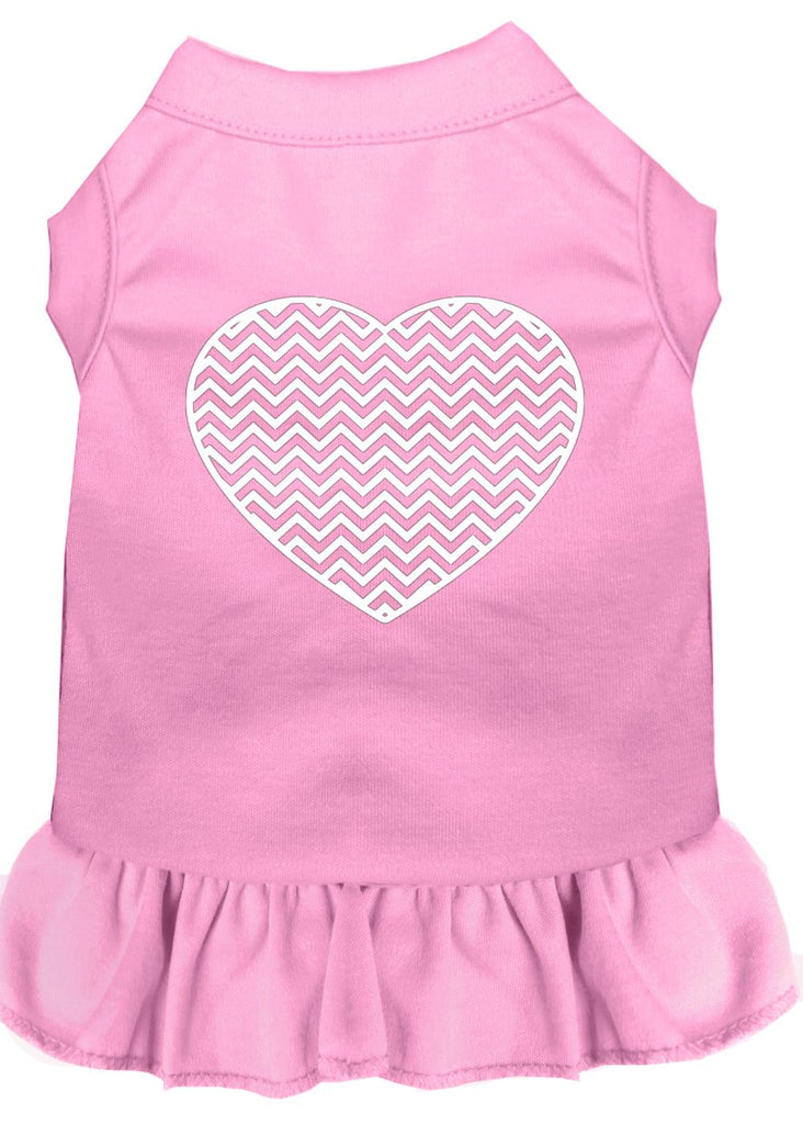 Chevron Heart Screen Print Dress Light Pink Xs (8)