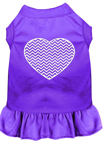 Chevron Heart Screen Print Dress Purple Xs (8)