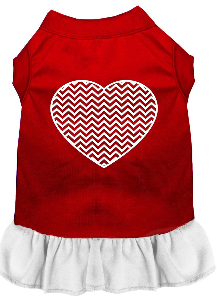 Chevron Heart Screen Print Dress Red With White Xs (8)