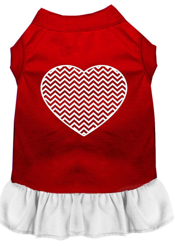 Chevron Heart Screen Print Dress Red With White Xs (8)