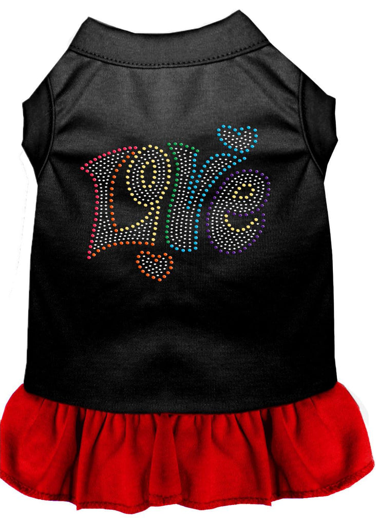 Technicolor Love Rhinestone Pet Dress Black With Red Lg (14)