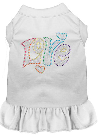 Technicolor Love Rhinestone Pet Dress White Med (12)