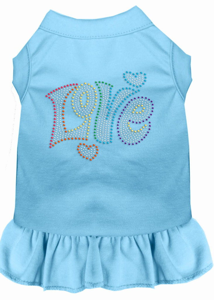 Technicolor Love Rhinestone Pet Dress Baby Blue Xs (8)