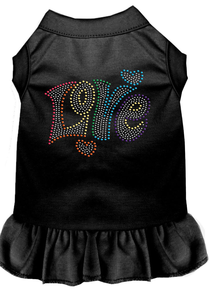 Technicolor Love Rhinestone Pet Dress Black Xs (8)