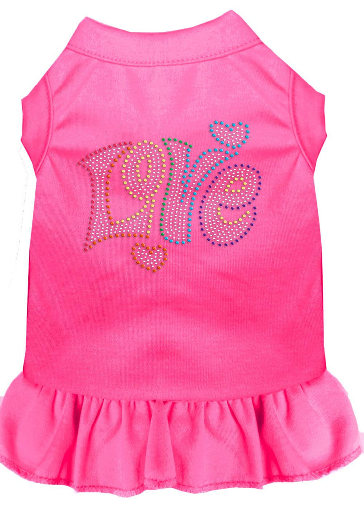 Technicolor Love Rhinestone Pet Dress Bright Pink Xs (8)