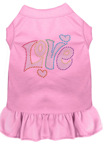 Technicolor Love Rhinestone Pet Dress Light Pink Xs (8)