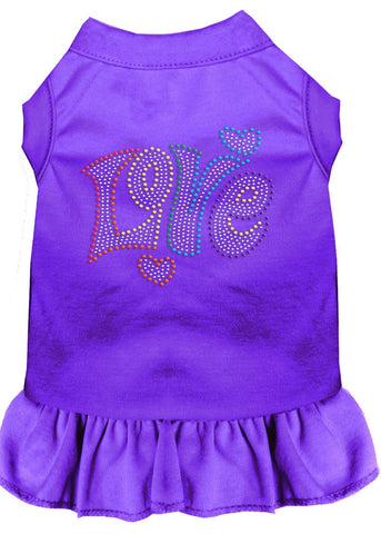 Technicolor Love Rhinestone Pet Dress Purple Xs (8)