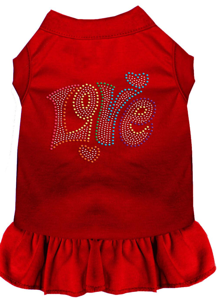 Technicolor Love Rhinestone Pet Dress Red Xs (8)