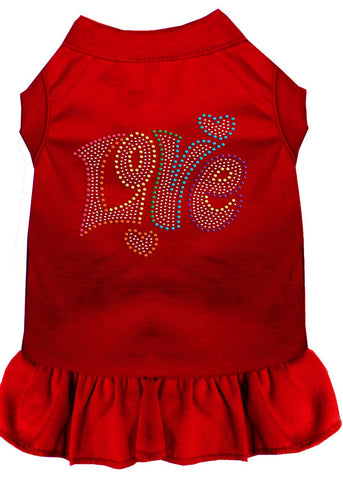 Technicolor Love Rhinestone Pet Dress Red Xs (8)