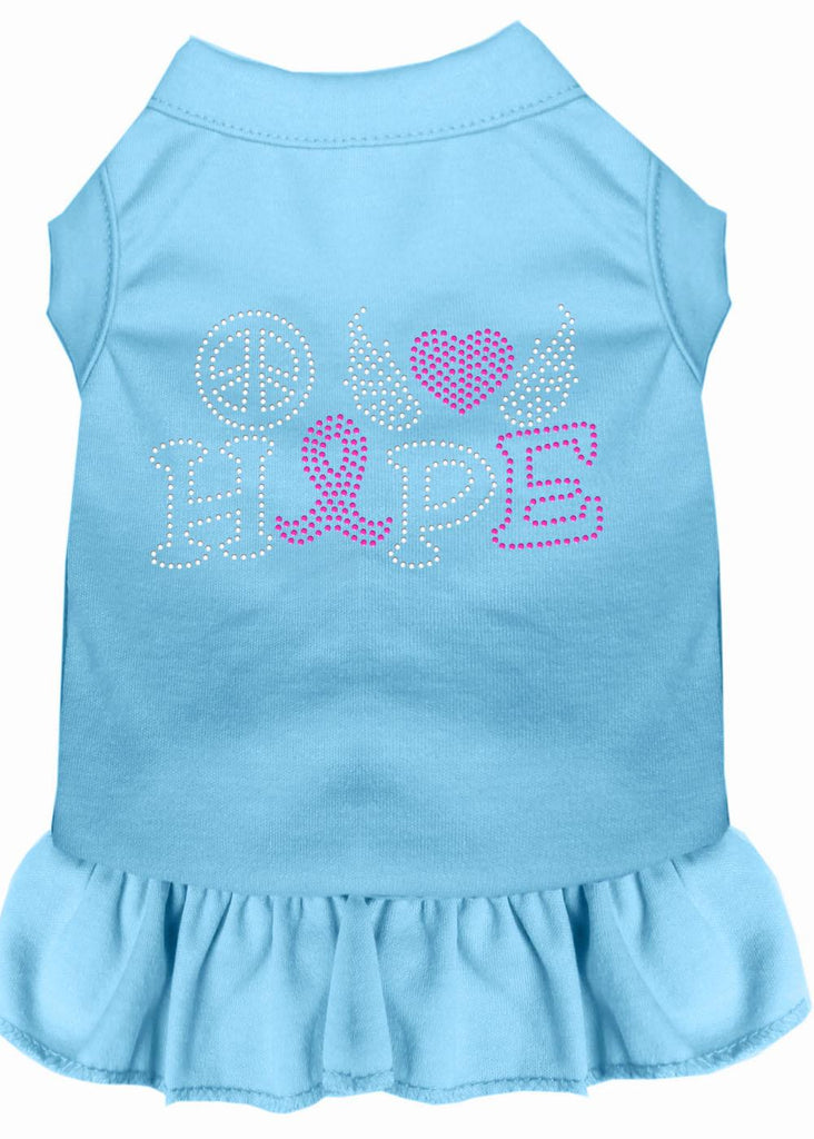 Peace Love Hope Breast Cancer Rhinestone Pet Dress Baby Blue 4x (22)