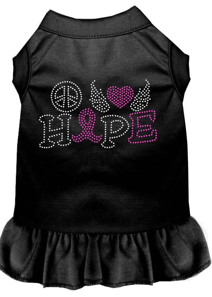 Peace Love Hope Breast Cancer Rhinestone Pet Dress Black 4x (22)