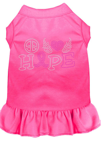 Peace Love Hope Breast Cancer Rhinestone Pet Dress Bright Pink Lg (14)