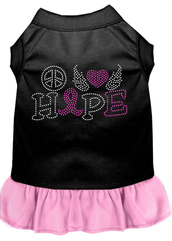 Peace Love Hope Breast Cancer Rhinestone Pet Dress Black With Light Pink Lg (14)