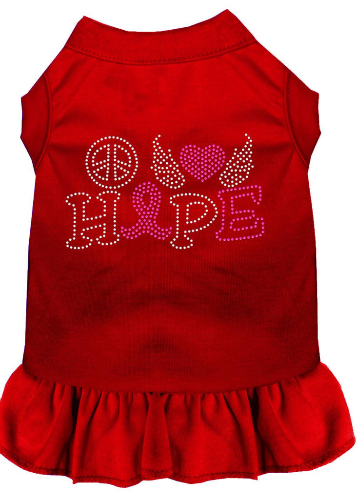 Peace Love Hope Breast Cancer Rhinestone Pet Dress Red Lg (14)