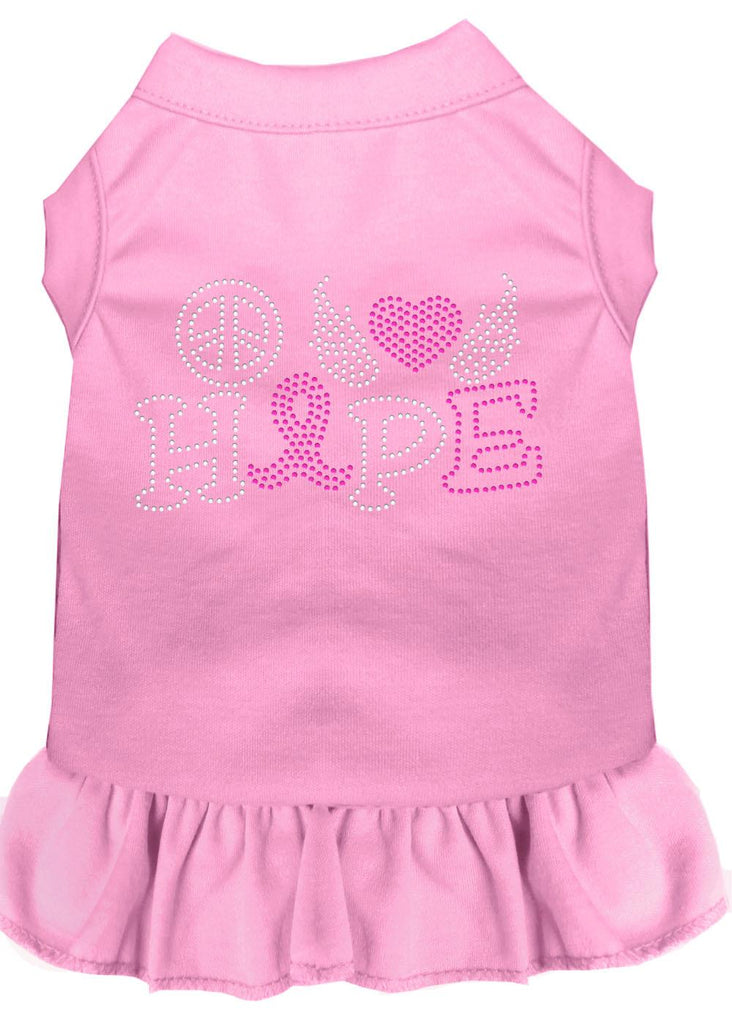 Peace Love Hope Breast Cancer Rhinestone Pet Dress Light Pink Med (12)