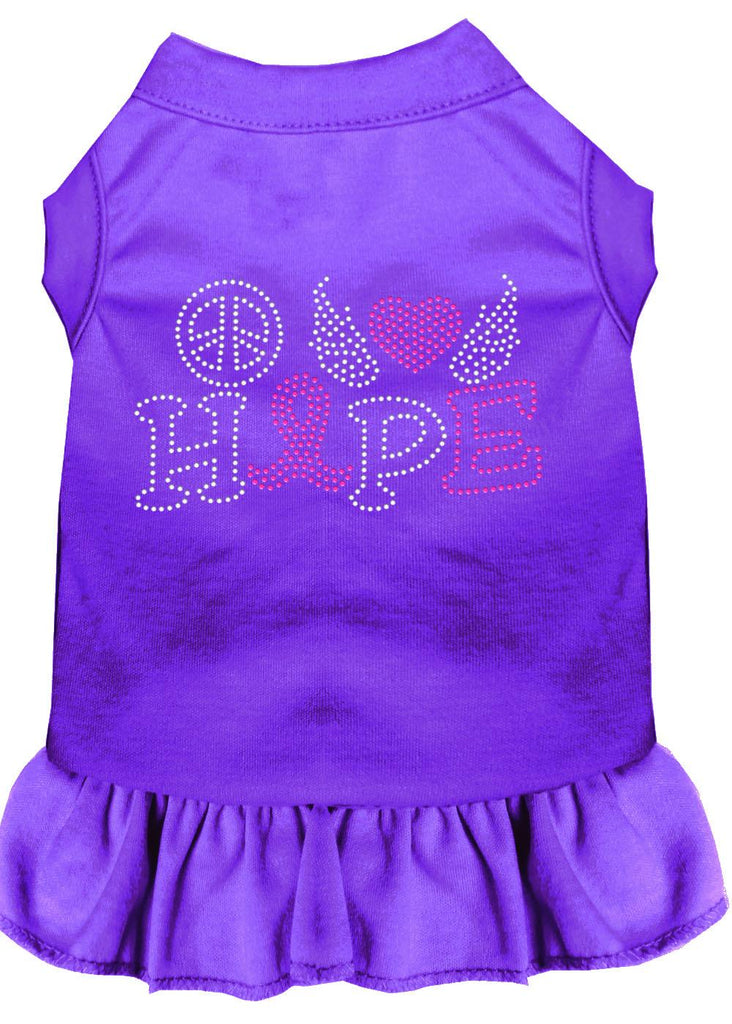 Peace Love Hope Breast Cancer Rhinestone Pet Dress Purple Med (12)