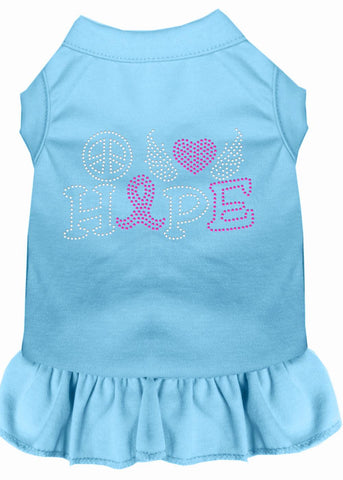 Peace Love Hope Breast Cancer Rhinestone Pet Dress Baby Blue Sm (10)