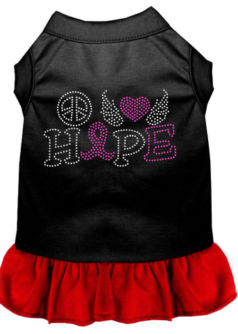 Peace Love Hope Breast Cancer Rhinestone Pet Dress Black With Red Xs (8)